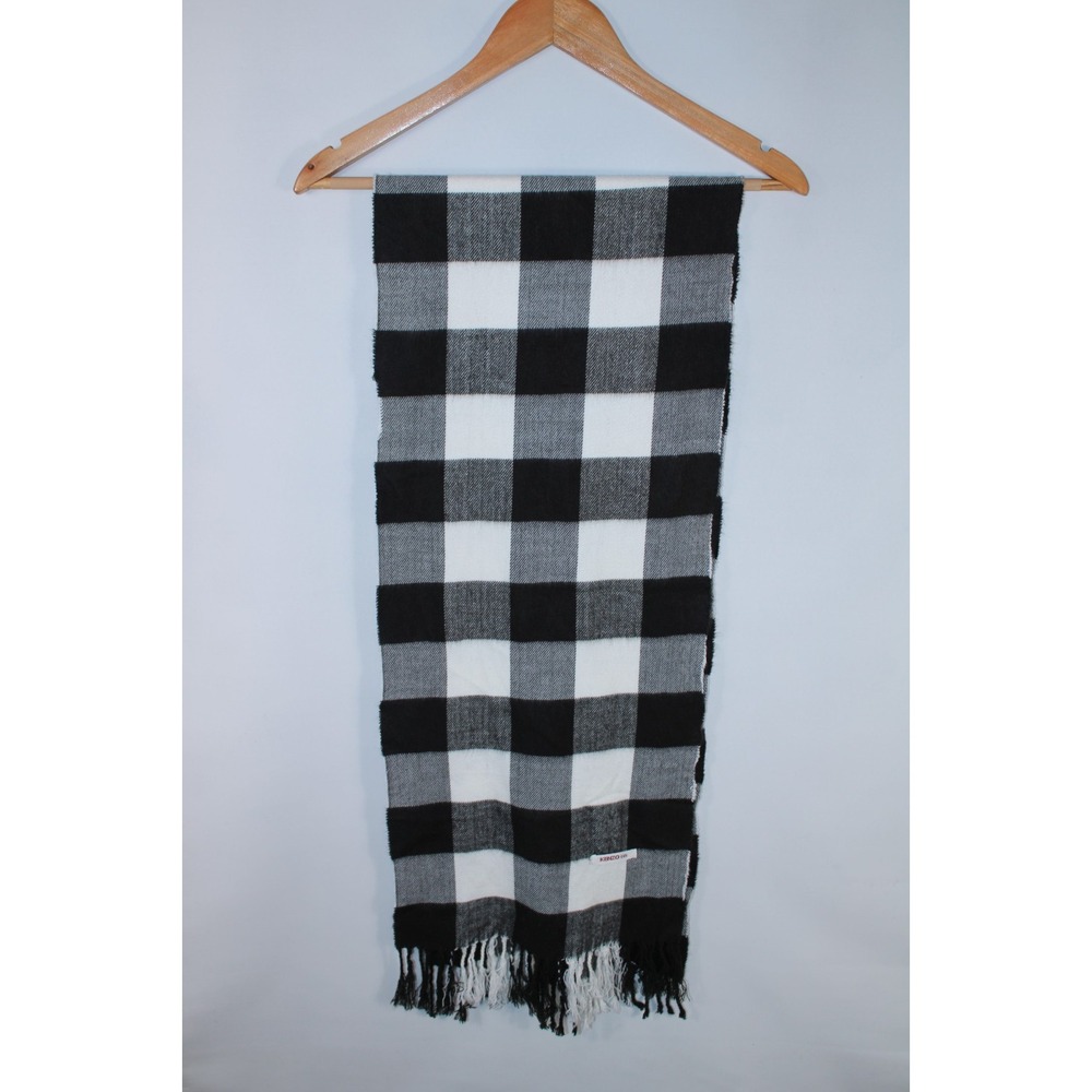 Kenzo Kids One Size Black White Check Soft Scarf